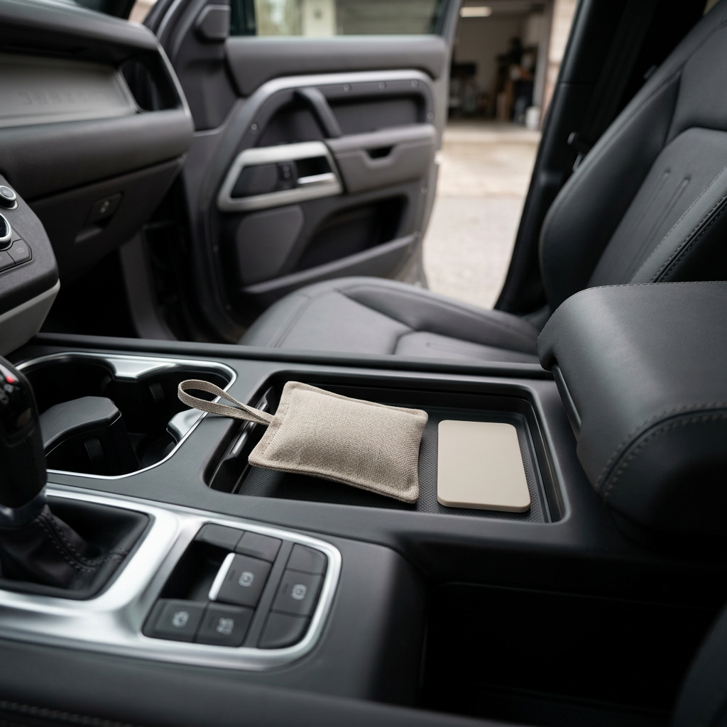 Parked-car preparation with light pouch and insert