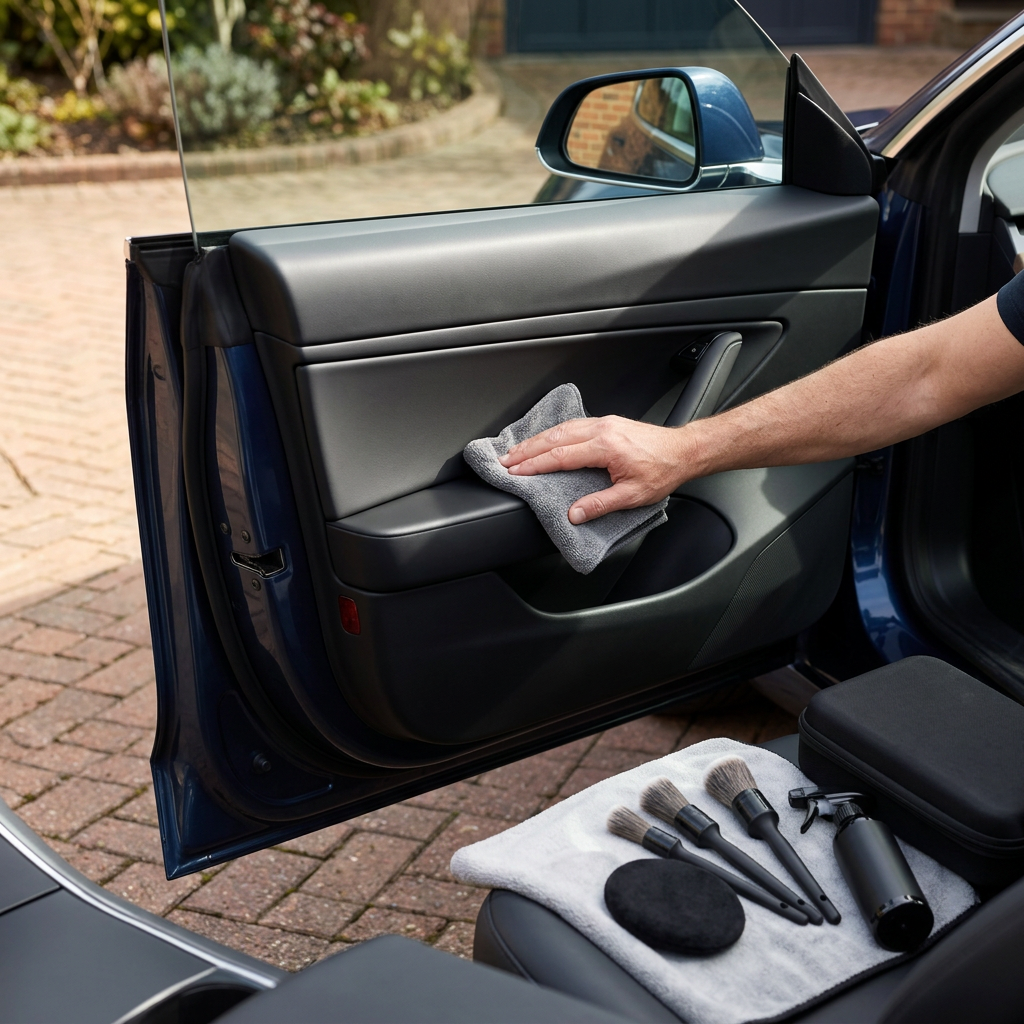 Illustrative door panel wiping scene