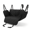 Black quilted pet car seat cover on white