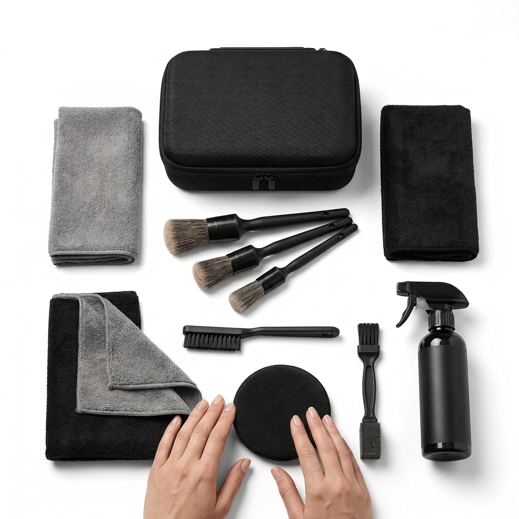 Detailing kit on white background