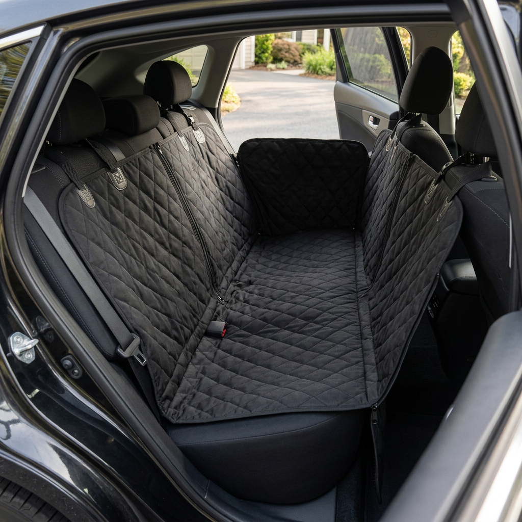 Illustrative empty rear-seat cover installation