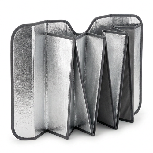 Accordion windshield shade on a white background
